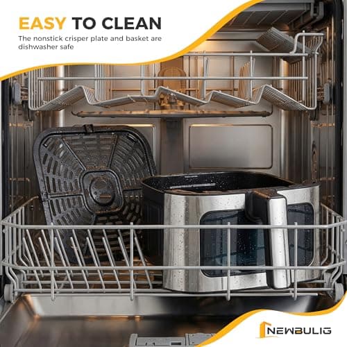 NEWBULIG Air Fryer 6.34QT Airfryer with Visible Window Stainless Steel — view 8