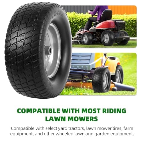 AR-PRO (2-Pack) 16x6.50-8 Flat Free Tire and Wheel, Solid Lawn Mower Tire with 3"-4.3" Centered Hub & 3/4" Bushings, Compatible with Riding Mower Graden Tractor — view 2