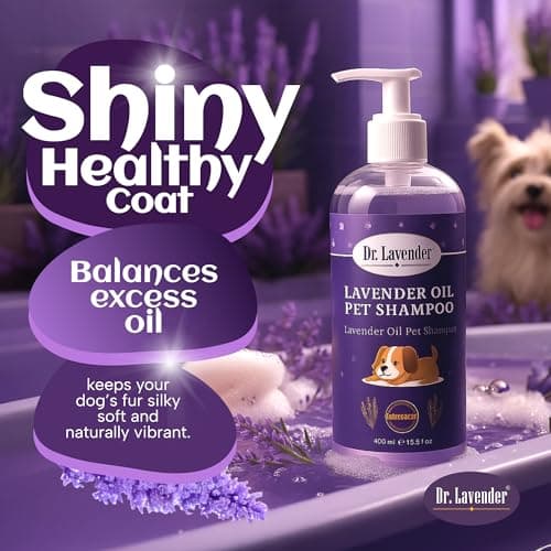 Organic Dog Shampoo for Sensitive Skin - Natural Lavender Oil Pet Wash for Itch Relief, Flea & Tick Defense - Calming & Hypoallergenic Puppy Grooming Supplies - Deodorizing Moisturizing (Lavender) — view 2