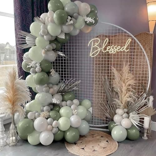 PartyWoo Sage Green Balloons 100pcs 12 Inch Boho Dusty Olive Green Latex Balloons for Birthday Baby Shower Graduation Engagement Wedding Dinosaur Jungle Golf Football Theme Party Decorations Green-F32 — view 5