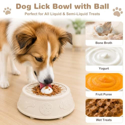 Dog Lick Bowl, Slow Feeder Dog Bowls for Liquid Treats, Food-Grade Silicone Anti-Slip Dog Licking Toy, Bone Broth and Yogurt Puzzle Feeder for Large Medium Puppy Pet & Cats Helps Protect the Stomach — view 3