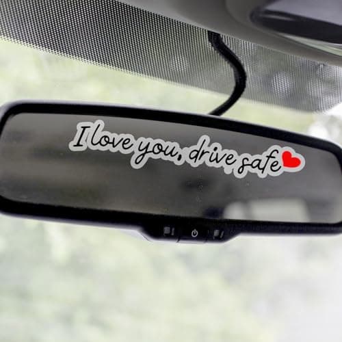 10pcs I Love You Drive Safe Mirror Stickers, Vinyl PVC Car Rearview Mirror Stickers Funny Auto Window Label Automotive Rear View Decal Vehicle Accessories for Men & Women (Black) — view 5
