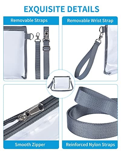 Bagenius Clear Purse Stadium Approved, Crossbody Bag with Detachable Straps — view 5