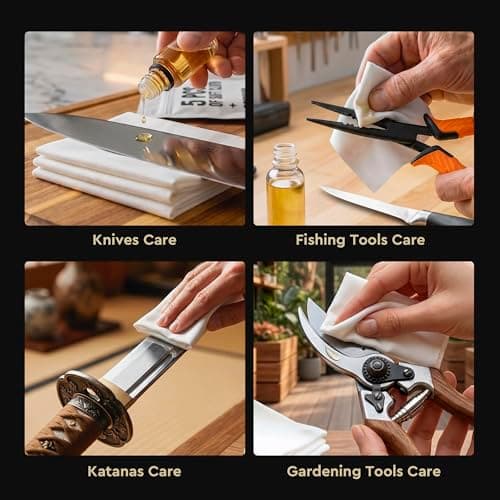 Basic Katana Cleaning Kit with 5 pcs Cleaning Cloths and Bottle of Choji Oil - Maintenance Care Set for Samurai Swords - Care for Samurai Japanese Ninja Katanas Swords - Gift for Everyone New KCK 02 — view 2