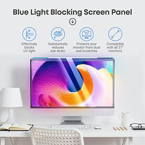 VINTEZ Blue Light Screen Protector for 27 Inch Computer Monitor and Laptop – Anti-UV Blue Light Blocking Film for Desktop PC, Eye Protection Filter, 24" x 14", 1 Pack — view 2