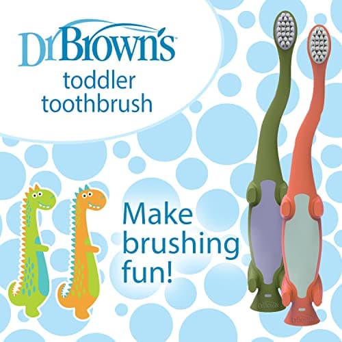 Dr. Brown's Toddler Toothbrush, Dinosaur, Green and Orange, 2-Pack — view 4