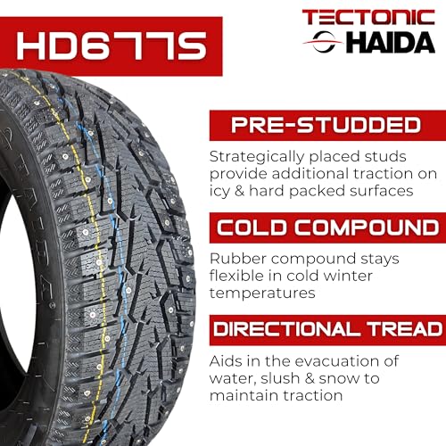 205/55R16 Haida HD677S Studded Winter 94T | Premium Winter Tire | Pre-Studded Snow Tire | 205/55R16 | 2055516 | 205 55 16 | (PACK of 2) TIRES ONLY — view 3