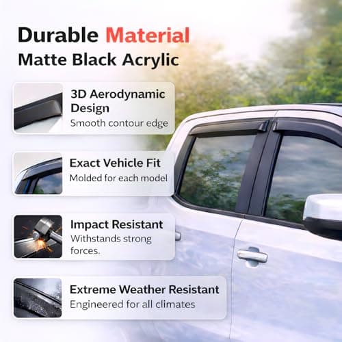 KPY Rain Guards Fit for 2009-2018 RAM 1500 Crew Cab, Out-Channel Window Visors Vent Deflectors 4PC, Truck Accessories for 2019-2024 RAM 1500 Classic, 2010-2025 RAM 2500 3500 (Mega & Crew Cab) — view 5