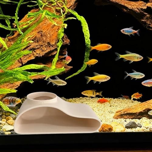 Fish Watching Tunnel Aquarium Hideout Tube for Shrimp For Cave Shelter Loach Hiding Spot Underwater Viewing Passage Plastic Corner Fish Tube(Small White) — view 3