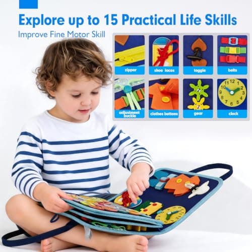 hahaland Toddler Busy Board - Montessori Toys for Boy Toys Gifts, Busy Board for Toddlers Boy, Activity Busy Book Educational Toddler Travel (Dinosaur) — view 2