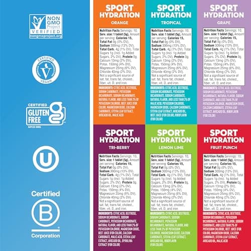 Nuun Sport Electrolyte Tablets with Magnesium, Calcium, Potassium, Chloride & Sodium, Gluten Free & Vegan, Mixed Flavors, 6 Pack (60 Servings Total) — view 4