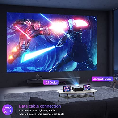 Projector with 5G WiFi and Bluetooth, Native 1080P Projector[Projector Screen Included], Full HD 18000LM Movie Projector, 100" Display Home Theater, Compatible with Phone/Laptop/TV Stick — view 4
