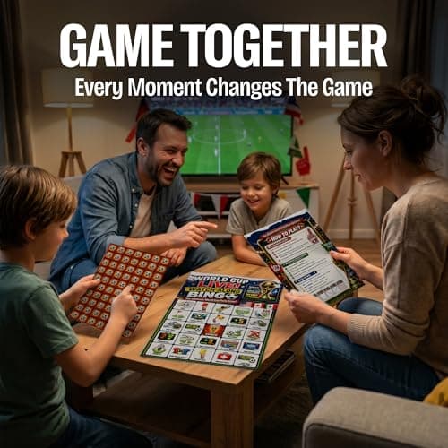 Jester Fiesta World Cup Watch-Along Bingo Game 24 Players – Soccer Party Game - Live Match Bingo Cards, 2026 World Cup Watch Party Supplies, Caller Chips & 470 Marker Chips — view 2