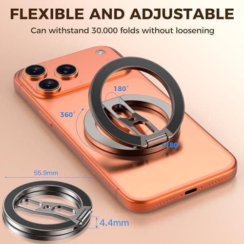 ZBHISHE Magnetic Phone Ring for MagSafe Grip [Dual-Sided Magnetic] [Magnet Phone Stand Grip Compatible with Car Mounts] Mag Safe Accessory for iPhone 17/16/15/14/13 Pro Max Plus, Grey — view 2