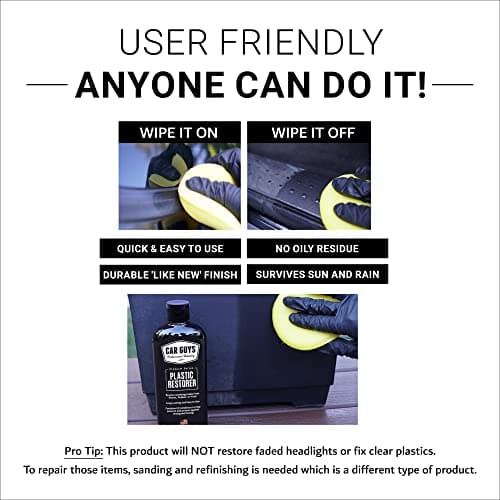 CAR GUYS Plastic Restorer | Bring Plastic, Rubber, and Vinyl Back to Life! | User Friendly Trim Restorer | Safe Auto Detailing Supplies | 8 Oz Kit with Foam Applicator — view 2