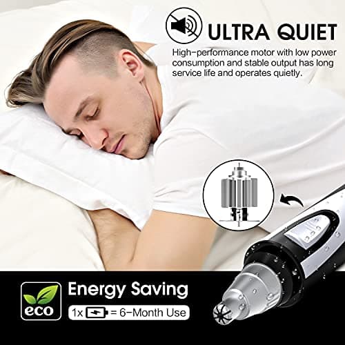 Ear and Nose Hair Trimmer Clipper - 2026 Professional Painless Eyebrow & Facial Hair Trimmer for Men Women,Battery-Operated Trimmer with IPX7 Waterproof,Dual Edge Blades for Easy Cleansing Black — view 5