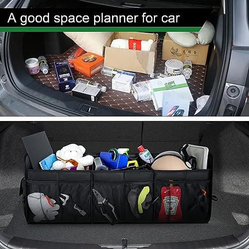 Femuar Large Capacity Trunk Organizer, Waterproof Car Accessory, Non-Slip, Foldable, Suitable for All Vehicles, Black — view 5