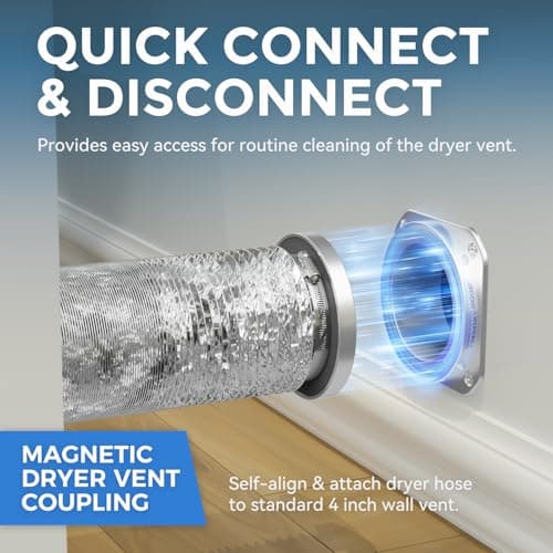 JEEVONY Magnetic Dryer Vent Coupling DV180 Airtight Seal Dryer Vent Connector Kit Easy to Clean Quick Connector Including a 2.6ft 4" Duct and two Clamps
