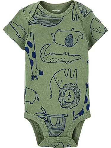 Simple Joys by Carter's Boys' 6-Pack Short-Sleeve Bodysuit, Olive, Alligator/Stripe, 18 Months — view 2