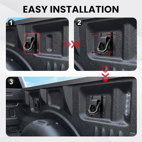 Klutchtech Tie Down Anchors Fit for Ford F150 & Raptor 2015-2026 & F250 F350 F450 F550 2017-2026, Truck Bed Tie Downs Car Accessories 4-Pack Replace# FL3Z-99000A64-B & FL3Z-9928408-AB Black — view 5