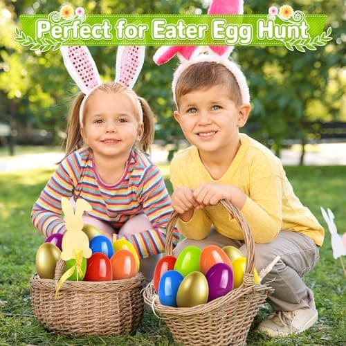 SpringFlower 3.5” Unfilled Easter Eggs, 36 pcs Colorful Egg Plus 1 Golden Egg, Empty Plastic Eggs Fillable with Candy, Treats, Presents for Toy Basket,Easter Decorations, Toy Egg Basket,Boys & Girls — view 5