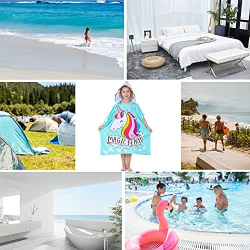Athaelay Unicorn Poncho Towel for Girls Ultra Soft Swimsuit Cover-ups for Ages 3 to 10 Years Big Kids Bath Beach and Pool — view 5