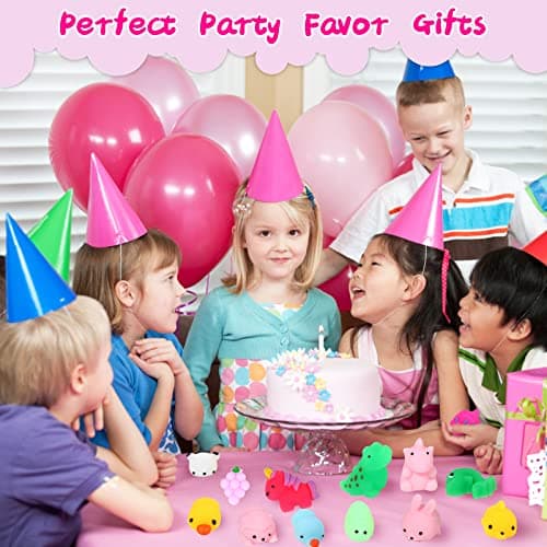 FUNNYB&G Kawaii Mochi Squishies Fidget Toy - 100 pcs Squishy Party Favors Kids Classroom Prize Birthday Goodie Bag Stuffers - Stress Relief Pack for Girls Boys Christmas Valentines Gift (Classic) — view 3