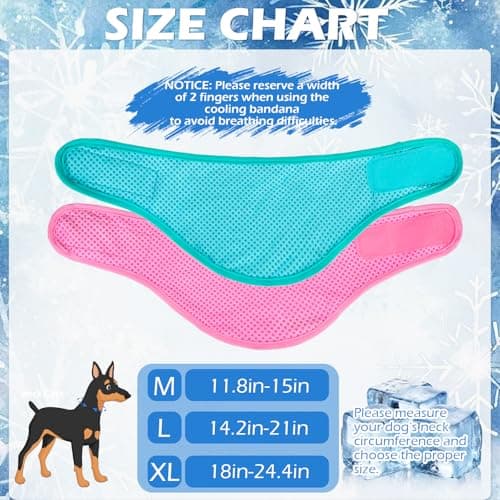 EXPAWLORER Dog Cooling Bandana - 2 Pack Instant Cooling Dog Bandanas, Chill Out Pet Cool Scarf Summer Essentials Ice Neck Cooler Wrap, Prevent Sunstroke for Small Medium Large Dogs, Green Pink M — view 3