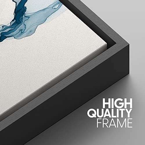 SIGNWIN Framed Canvas Print Wall Art Set Blue Tan Smoke Wave Landscape Abstract Shapes Illustrations Modern Art Decorative Contemporary Colorful for Living Room, Bedroom, Office - 24"x36"x3 Black — view 3