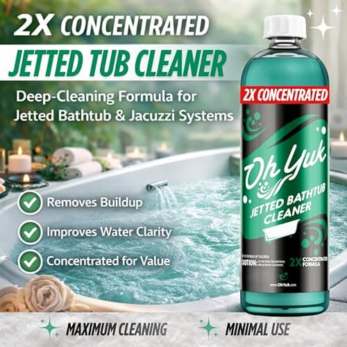 Oh Yuk Jetted Tub Cleaner 2X Concentrated – Deep Cleaning Jetted Bathtub & Jacuzzi Cleaner for Tub Systems with Jets – Removes Buildup – 16 fl oz