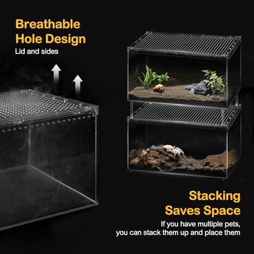 Clioran Reptile PC Tank,Escape Proof Magnetic Lid Tarantula Enclosure Small — view 4