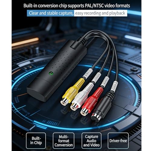 RCA to USB Video Capture Card,VHS to Digital Converter,USB 2.0 Video Capture Card,Convert VHS to Digital from VHS VCR Mini DV Hi8 DVD for MAC/PC — view 4