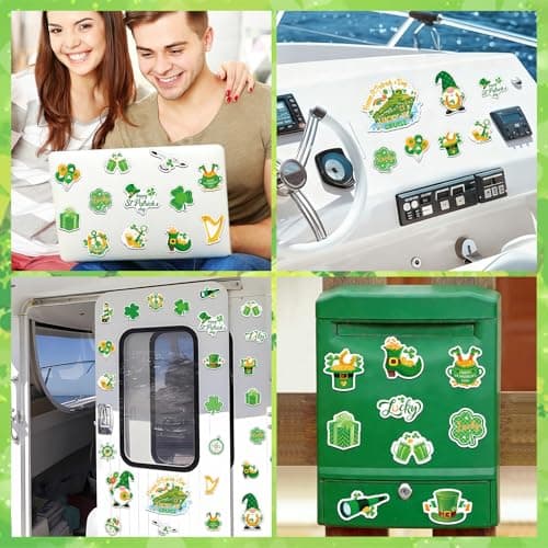 25PCS St. Patrick's Day Cruise Door Magnets Decorations, Waterproof St. Patrick's Day Refrigerator Magnets Lucky Irish Shamrock Magnet Stickers for Saint Patrick Irish Party Decor Supplies — view 5