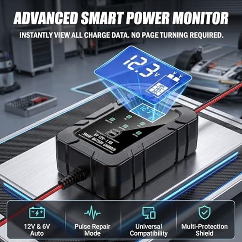 6v 12v smart Automatic Battery Charger Intelligent Recognition Pulse desulfator for rv Truck car Motorcycle Marine trickle maintainer Repairer with led Display Sensor Accessories(All) — view 3