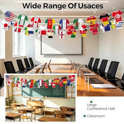 2026 World Soccer Jersey Flag Bunting Banner 49 Pcs - International Country String Flags Garland for Stadium Watch Parties, Sports Bar & Outdoor Celebrations, Fan Merchandise Decoration — view 5