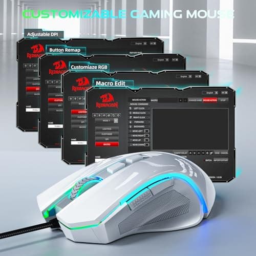 Redragon M602 RGB Wired Gaming Mouse RGB Spectrum Backlit Ergonomic Mouse Griffin Programmable with 8 Backlight Modes, Up to 7200 DPI for Windows PC Gamers (White) — view 4