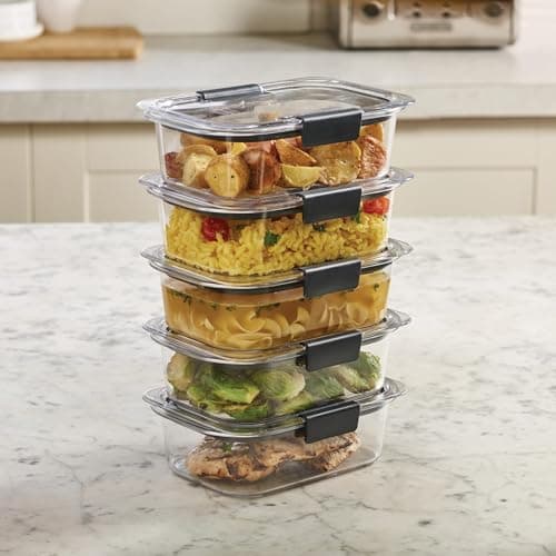 Rubbermaid Brilliance Tritan Plastic Food Storage Containers BPA Free Airtight Lids Ideal for Lunch Meal Prep & Leftovers Set of 5 (3.2 Cup) — view 6