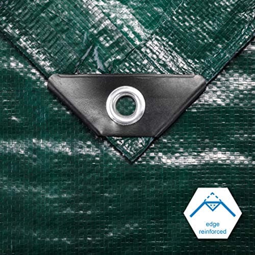 CARTMAN Finished Size 8x10 Feet Waterproof Green Tarp 8 Mil Thick, Multipurpose Protective Cover for Emergency Rain Shelter Camping Tarpaulin — view 3