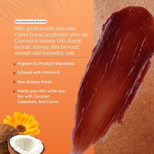 Carroten Intensive Tanning Gel | Browning Tan Accelerator | Non-Greasy, Water-Resistant with Carrot and Coconut Oil | Vitamin A & E For Moisture & Hydration | Made in Greece | 5 Fl Oz — view 4