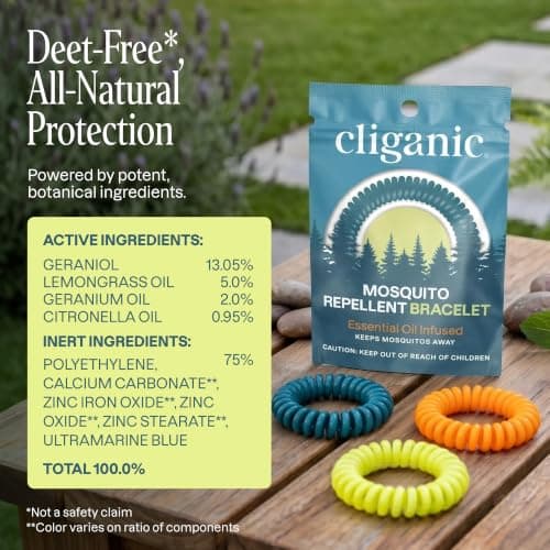 Cliganic 10 Pack Mosquito Repellent Bracelets for Adults & Kids - Natural DEET-Free Bands, Individually Wrapped — view 5