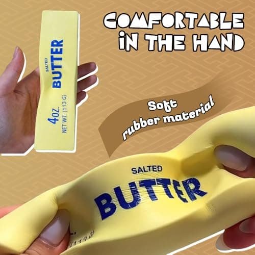 Slow Rebound Cute Butter Squeeze Stress Balls, 2026 New Squeeze Ball Realistic Butter Stick Soft Squeeze Toys, Upgrade Stress Relief Fidget Toys Wet Slow Rebound Stress Relief Toy (Beige) — view 2