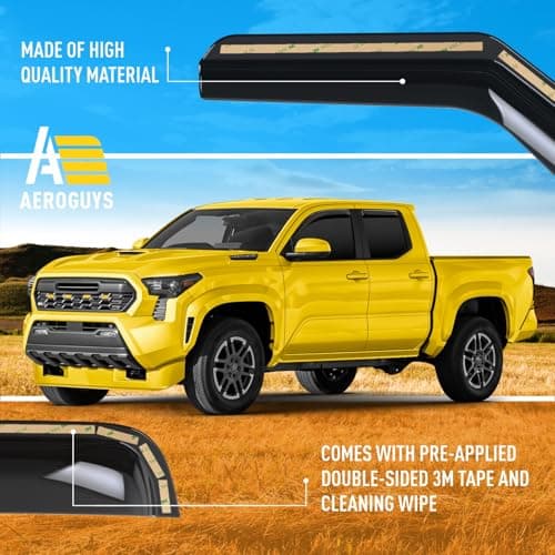 Extra Durable Window Deflectors in-Channel Window Visors Rain Guards Fit for Toyota Tacoma Double Cab 2024-2026, Sun Visors, Wind Vent for Shades, Exterior Car Accessories - 4 pcs. AG0941 — view 5