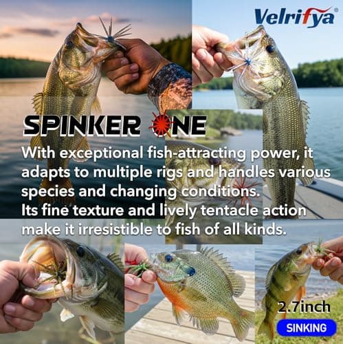 Tentacle Creature Lure, Japanese Style Soft Plastic Baits for Bass Fishing - for Drop Shot, Wacky Rig/Neko Rig and Finesse, Slow Sinking, Soft Bait by Velrifya (09-Okeechobee Craw, 2.7-INCH) — view 2