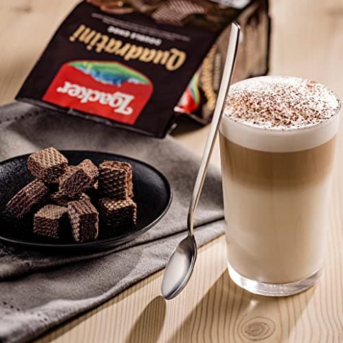 Loacker Quadratini Double Choc bite-size Wafer Cookies| LARGE Pack of 1 | Crispy Wafers with 4 creamy layers of finest Cocoa cream filling | great for snacks & desserts | Non GMO | No artificial flavorings, added colors or preservatives | 8.82 oz — view 6