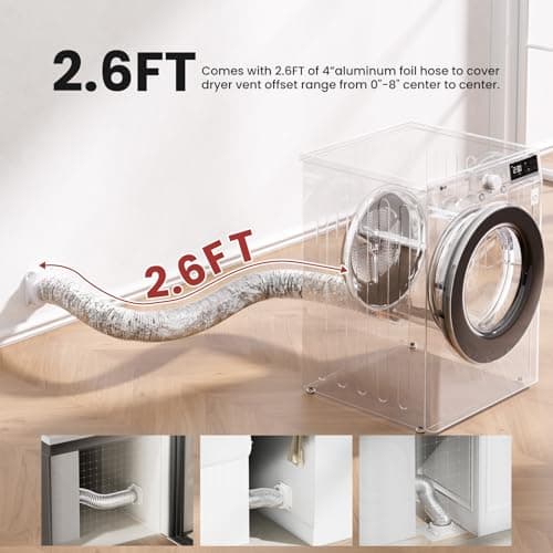 JEEVONY Magnetic Dryer Vent Coupling FR ABS V-0 Dryer Vent Connector Kit Airtight Seal Easy to Clean Quick Connector Including a 2.6ft 4" Duct and two Clamps, White, SDV180 — view 3