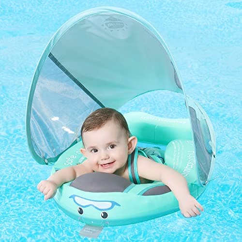 Mambobaby Float Baby Swim Float with Canopy, Non-Inflatable Solid Baby Float, Upgrade Soft Skin-Friendly Fabric Material Infant Swim Float for Boys and Girls Toddler (Special Edition Pink) — view 5