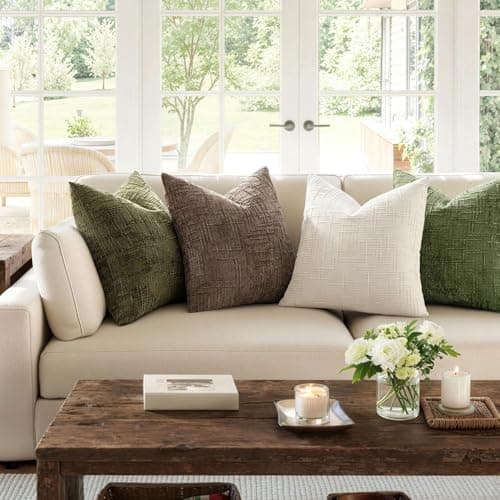 MIULEE Textured Throw Pillow Covers Thick Chenille Decorative Pillows Cream White 12x20 Inch Set of 2 Modern Boho Farmhouse Home Decor Neutral Cushion Covers for Couch Sofa Living Room Bedroom — view 5
