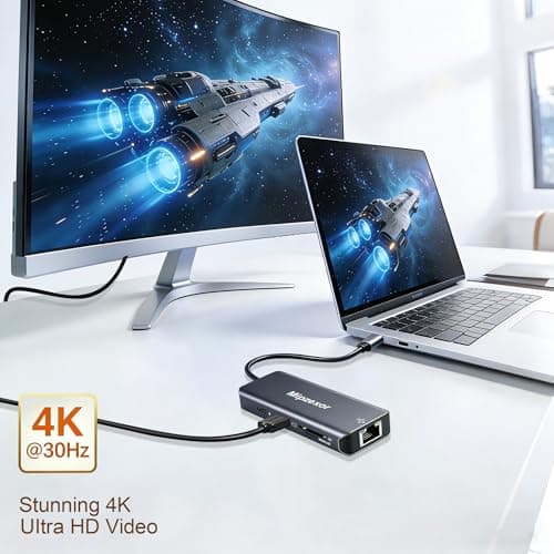 USBC Docking Station 8 in 1 USB C to hdmi gigabit ethernet Adapter 1Gbps Ethernet Hub 100W Power Delivery 3*USB 3.0 Ports SD/TF Card Reader Ethernet USB C Adapter for MacBook Pro/Air Dell XPS HP — view 2