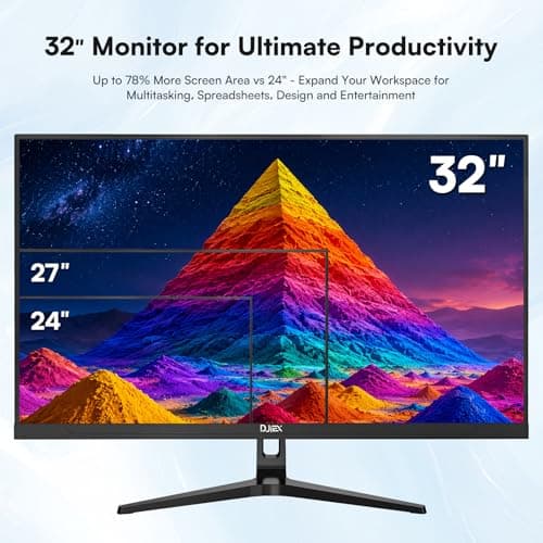 DJiEX 32 Inch 4K Computer Monitor, UHD 3840 * 2160P, 60HZ, 4000:1 Contrast Ratio, 97% sRGB, FreeSync, Eyecare, IPS Panel, Compatible with Wall Mounting, Ideal for Business & Office — view 5