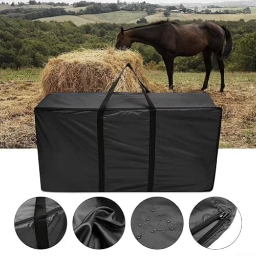Large Hay Bag With Zipper Oxford Cloth Hay Bale Storage Bag Carry Handle Hay Bag For Livestock Feed Straw Hay Farm Barn Storage — view 5